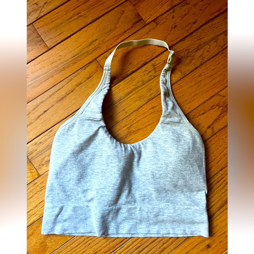 Auden Heather Gray Halter Bralette Crop Tank Fitted Padded Cup Women Juniors XS